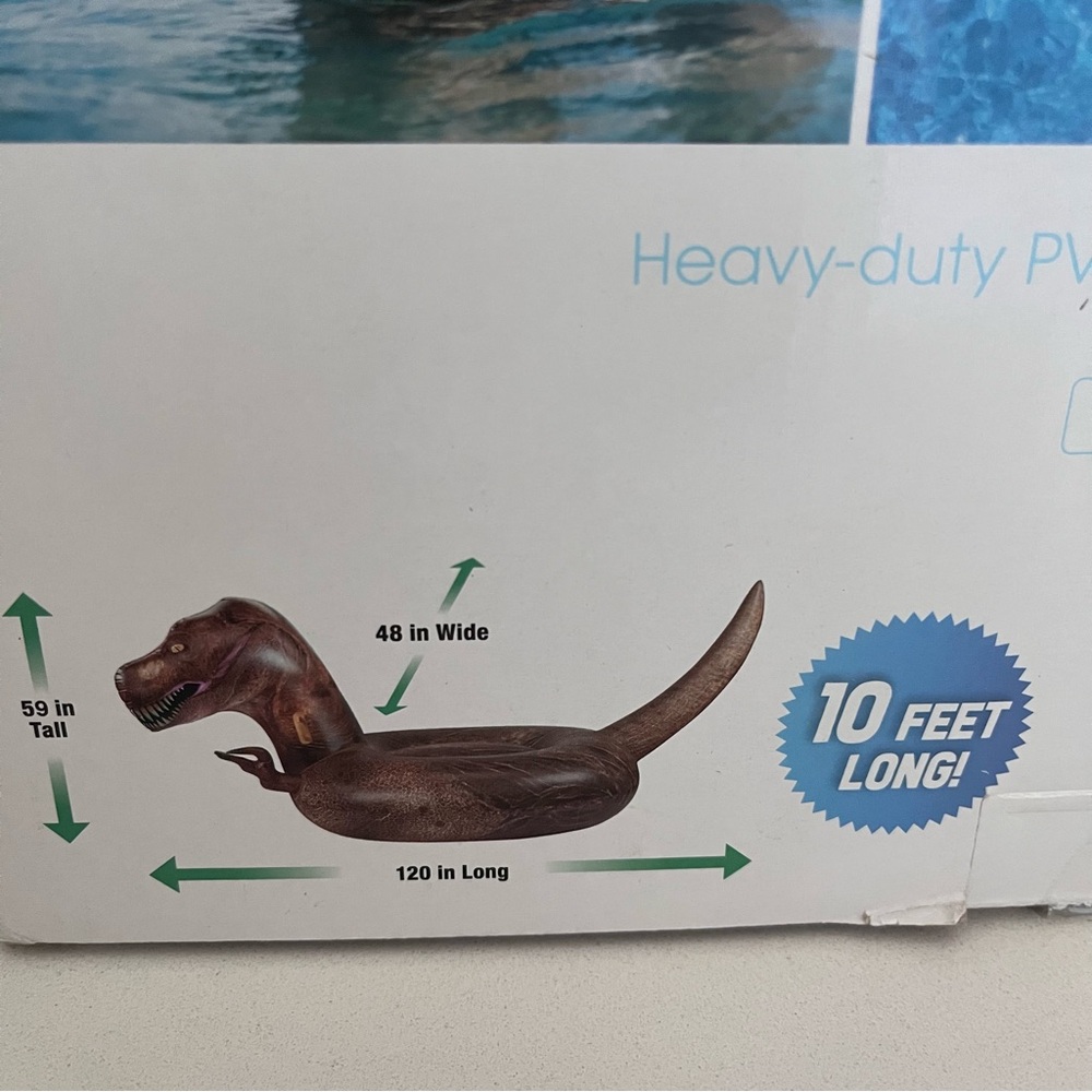 POOL CANDY Gigantic T-Rex Inflatable Beach & Pool Float Raft 120 Inches Long - Picture 5 of 7